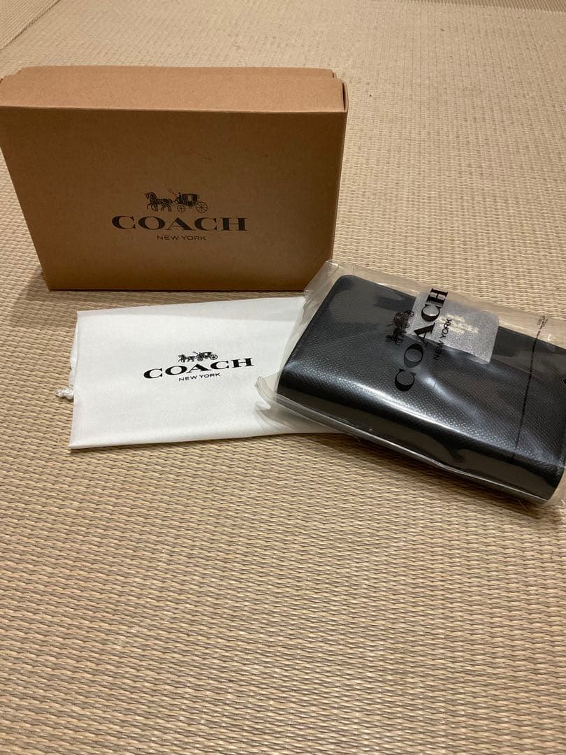 【新品・未使用】COACH コーチ F06390 二つ折り財布 ブラック レザー