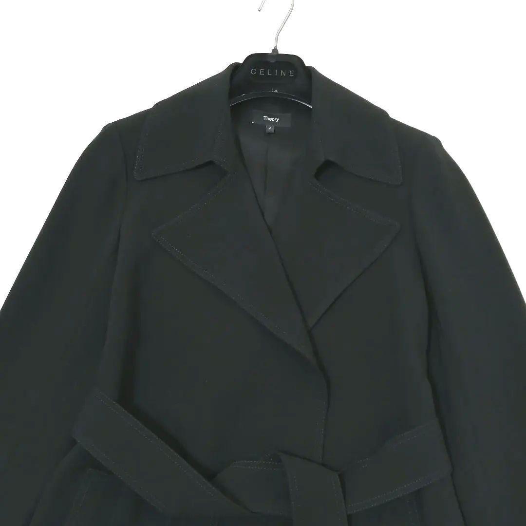 極美品✨セオリー　ロングコート　ベルト　羽織り　22SS　美シルエット　黒　上品