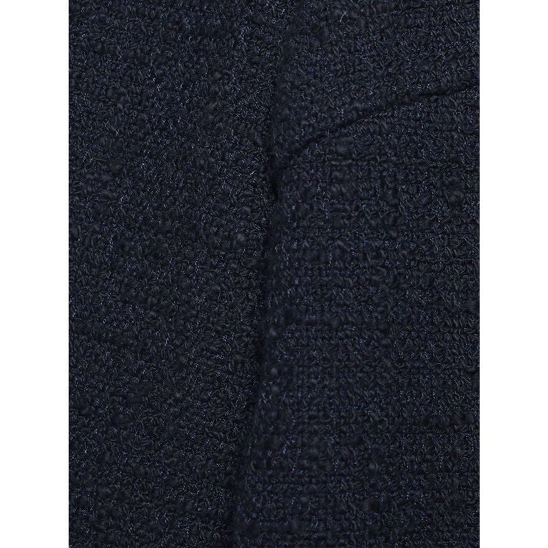 美品　anuans ツイードノーカラージャケット （NAVY）