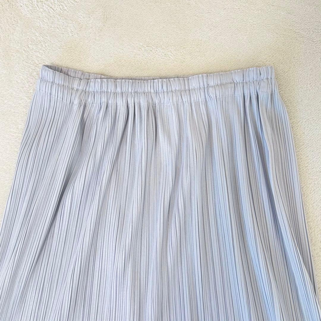 美品✨PLEATS PLEASE プリーツ　ロングスカート　フレア　ライトグレー