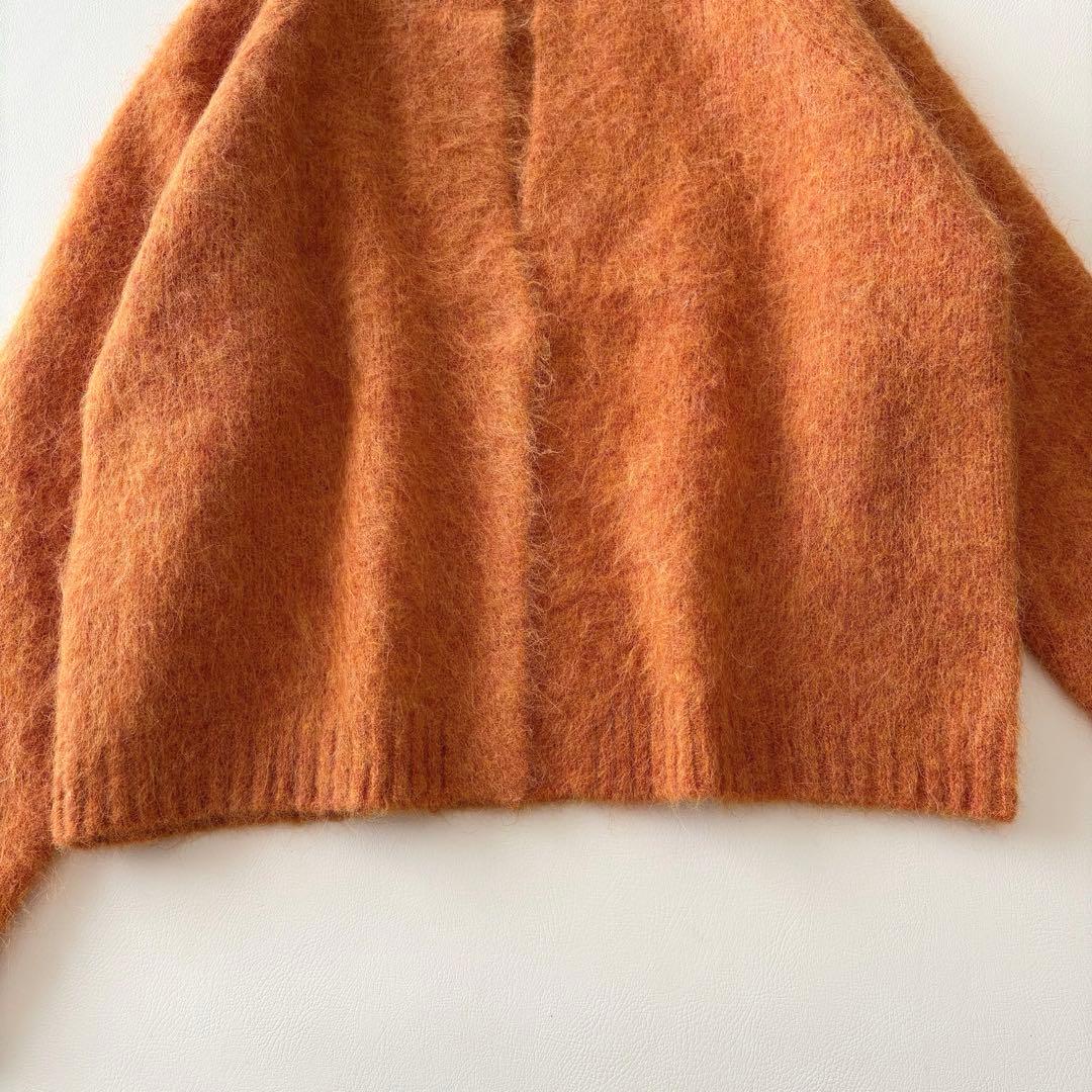 ■美品NOMBRE IMPAIRアルパカシャギーショートカーディガンオレンジ