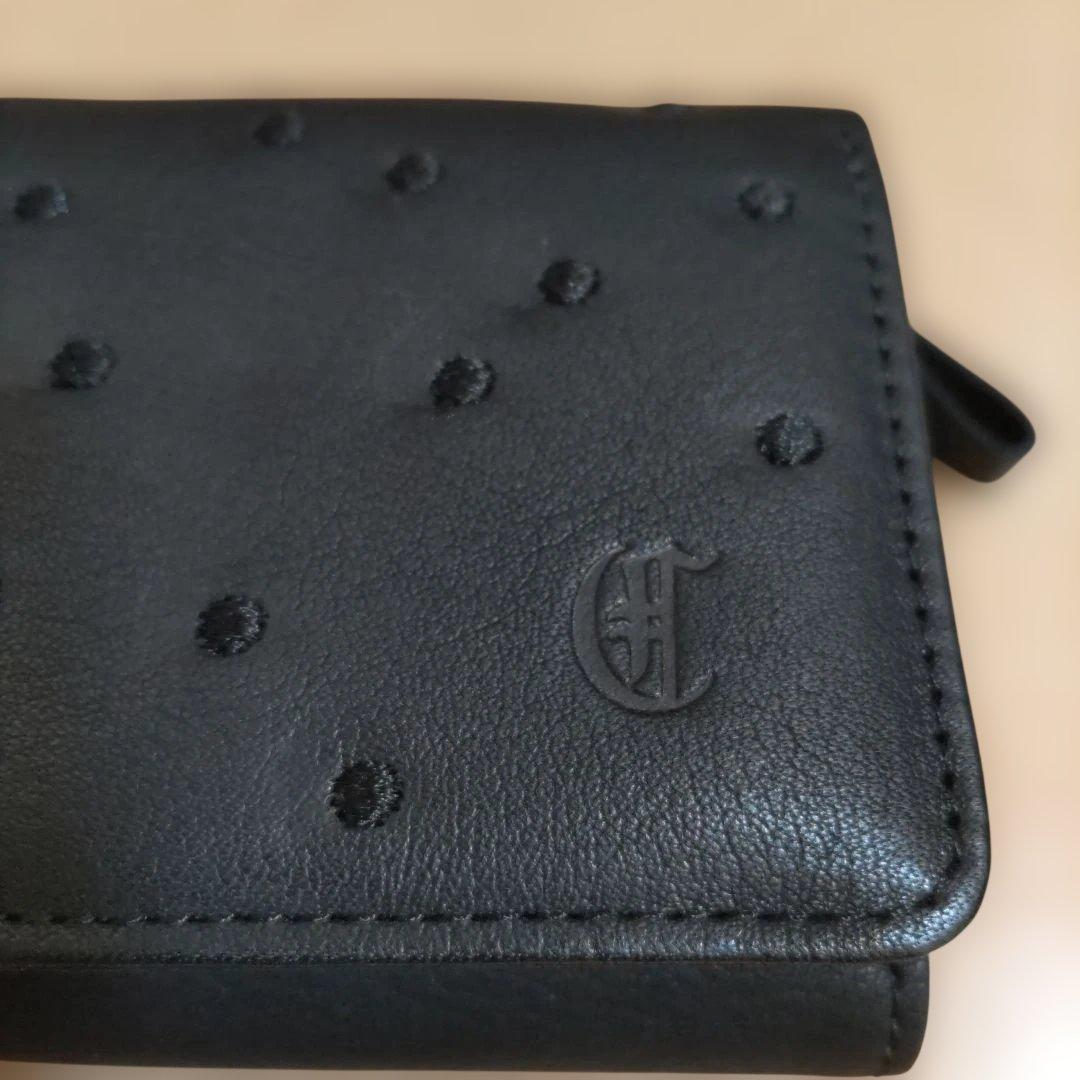 CLEDRAN 黒 ドット模様 三つ折り財布