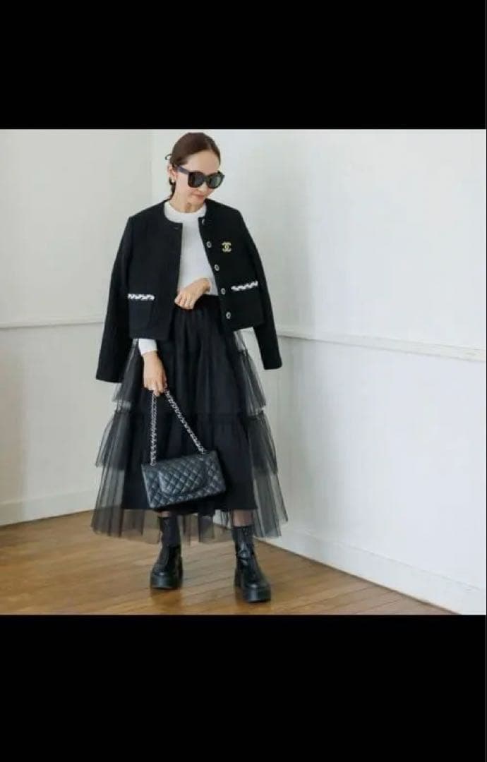 Bluelea ブルレアTulle tiered skirt 36 黒