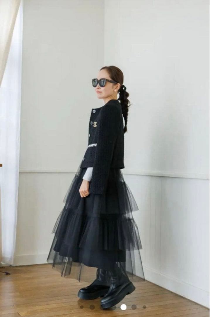 Bluelea ブルレアTulle tiered skirt 36 黒