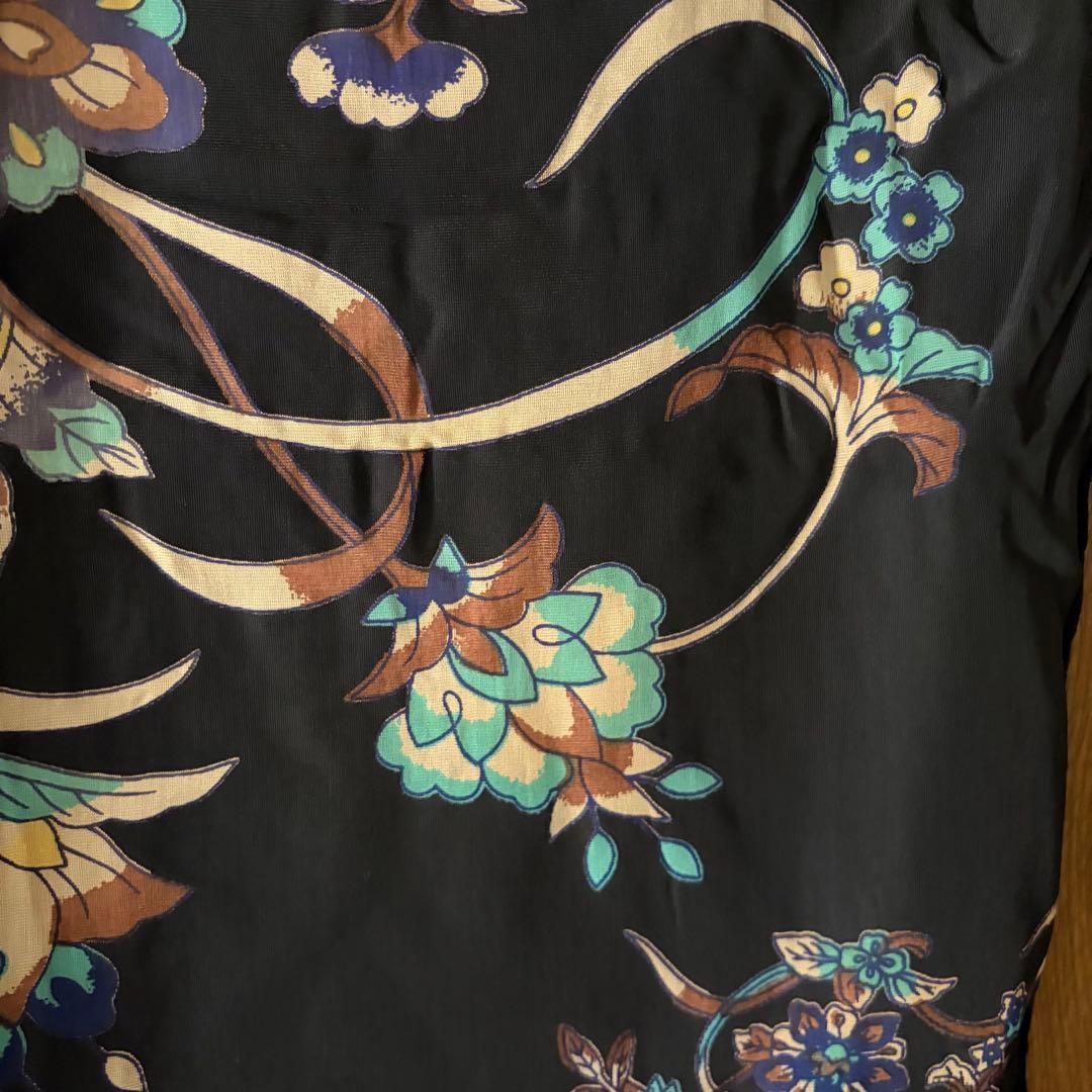 岡重 OKAJIMA 象エレファント花柄刺繍　シルクストール　新品未使用 箱付き
