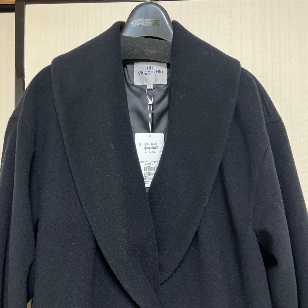 値下 Viaggio Blu 黒 ビアッジョブルー　ウールロングコートサイズ2