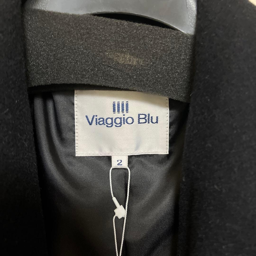 値下 Viaggio Blu 黒 ビアッジョブルー　ウールロングコートサイズ2