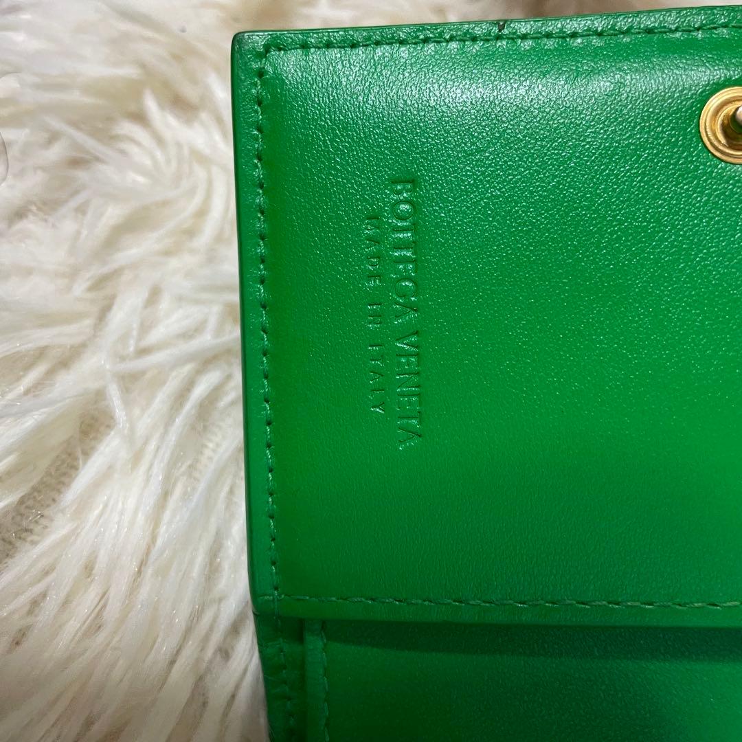 極上● ボッテガヴェネタ RFID カセット 折財布 レザー マキシ グリーン