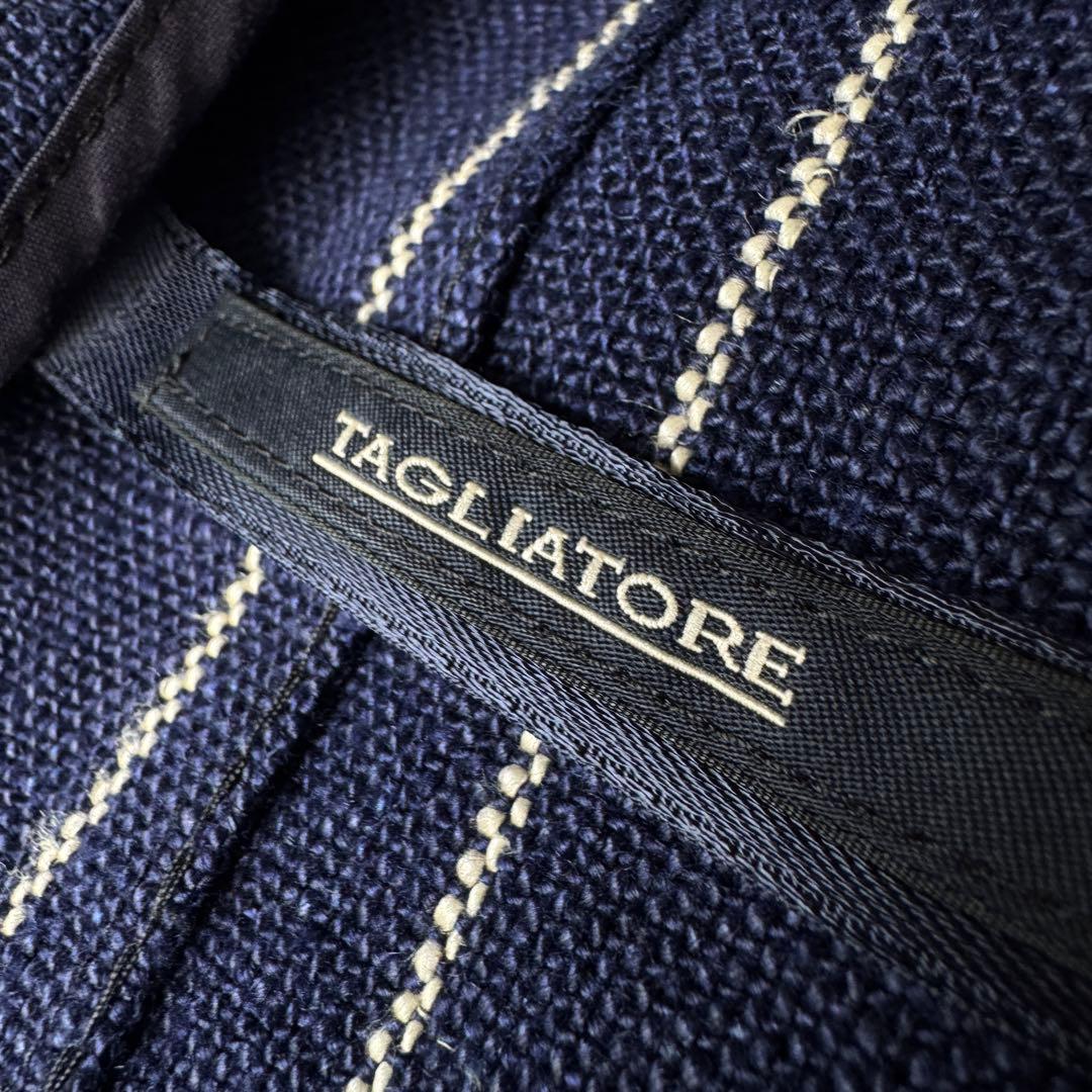 TAGLIATORE ダブルブレスト テーラードジャケットL相当 ストライプ 紺