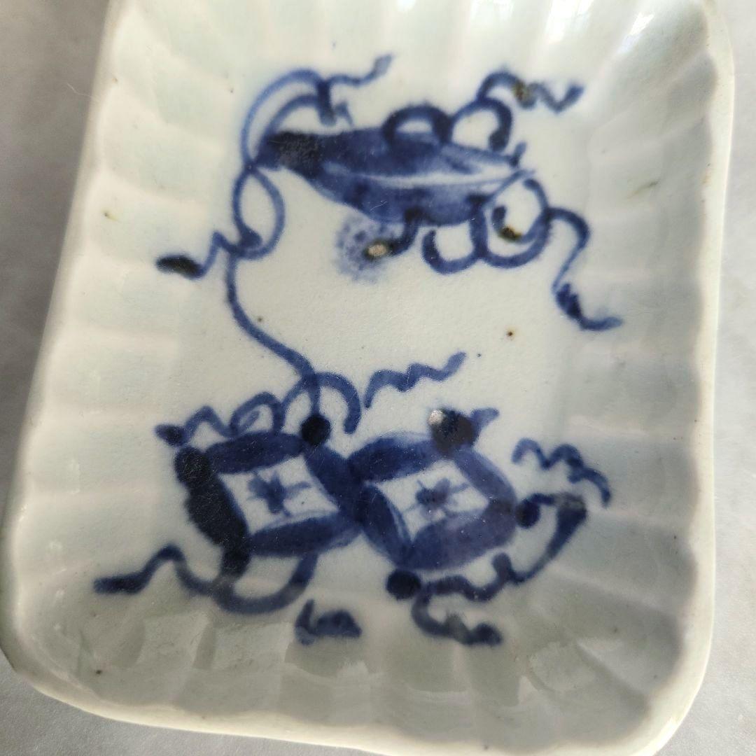 古伊万里　染付　宝尽くし　小皿　豆皿　骨董　アンティーク　江戸時代　七宝