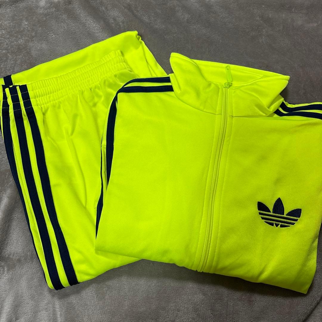 adidas 蛍光イエロー ジャージ上下セット M