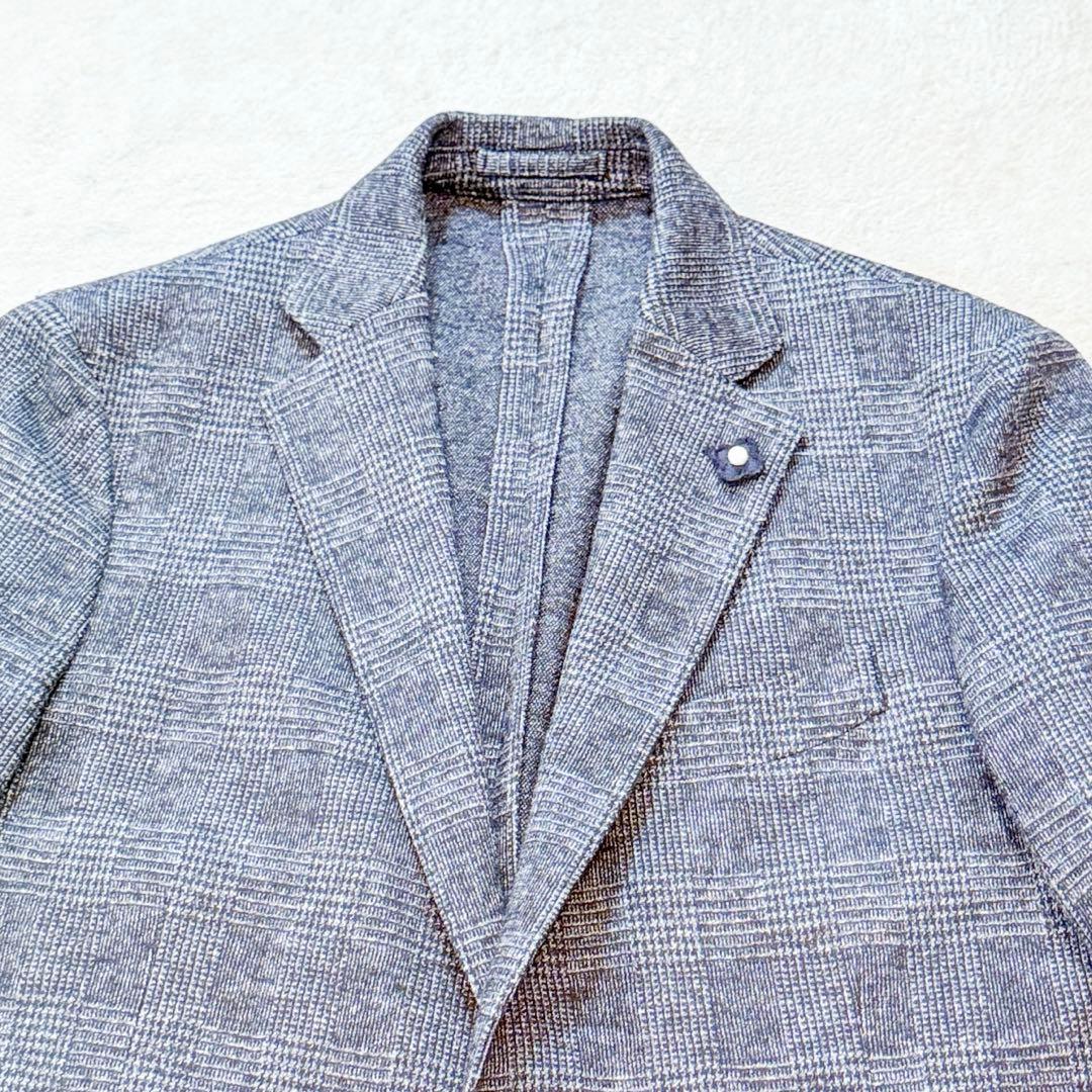 LARDINI ラルディーニ テーラードジャケット 52 グレンチェック グレー