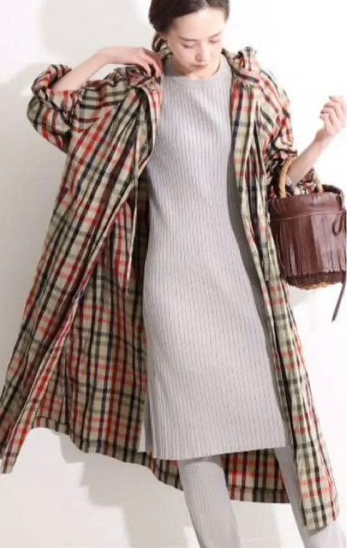 極美品　68,200円 IENA 高級上質　チェック コート　イエナ　薄手