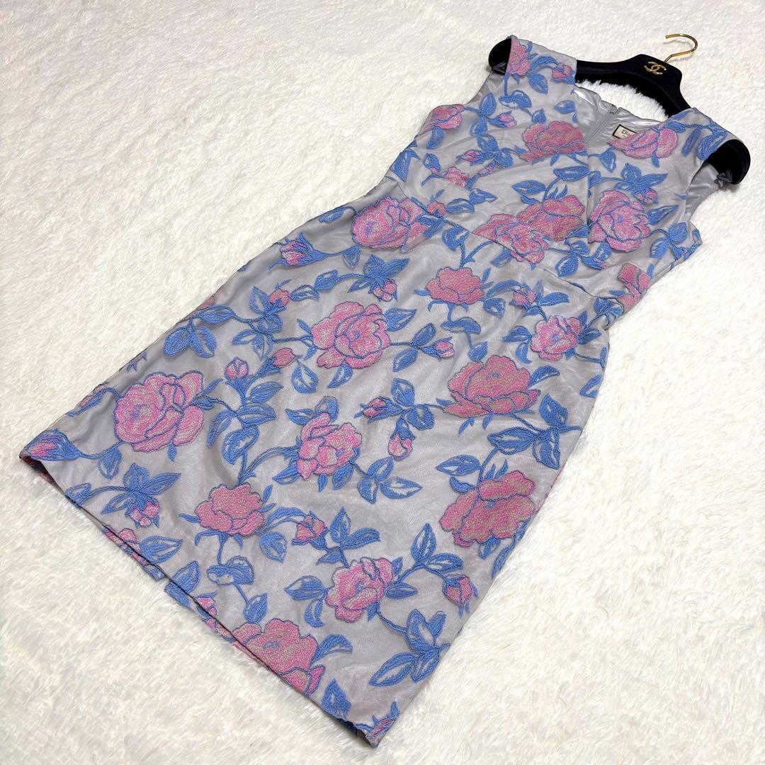 【美品】Diagram☆ローズ刺繍ワンピース☆グレースコンチネンタル☆38☆薔薇