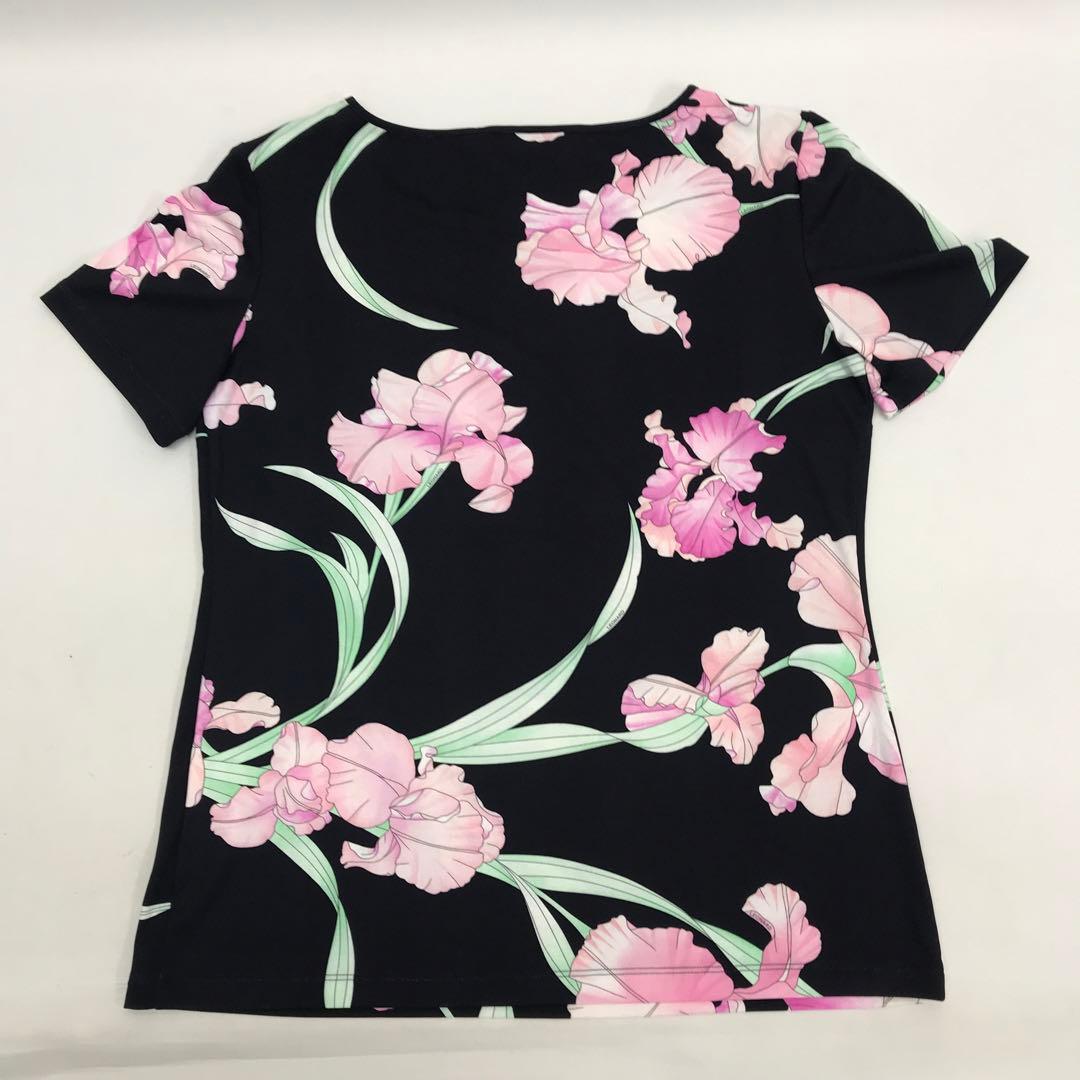 ☆未使用品☆LEONARD PARIS 半袖 カットソー 花柄 黒 サイズ42