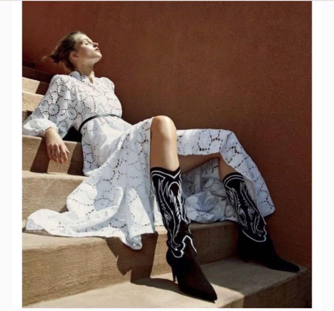 美品 Dior 2018年クルーズ ジャガードニット ウエスタンブーツ 39