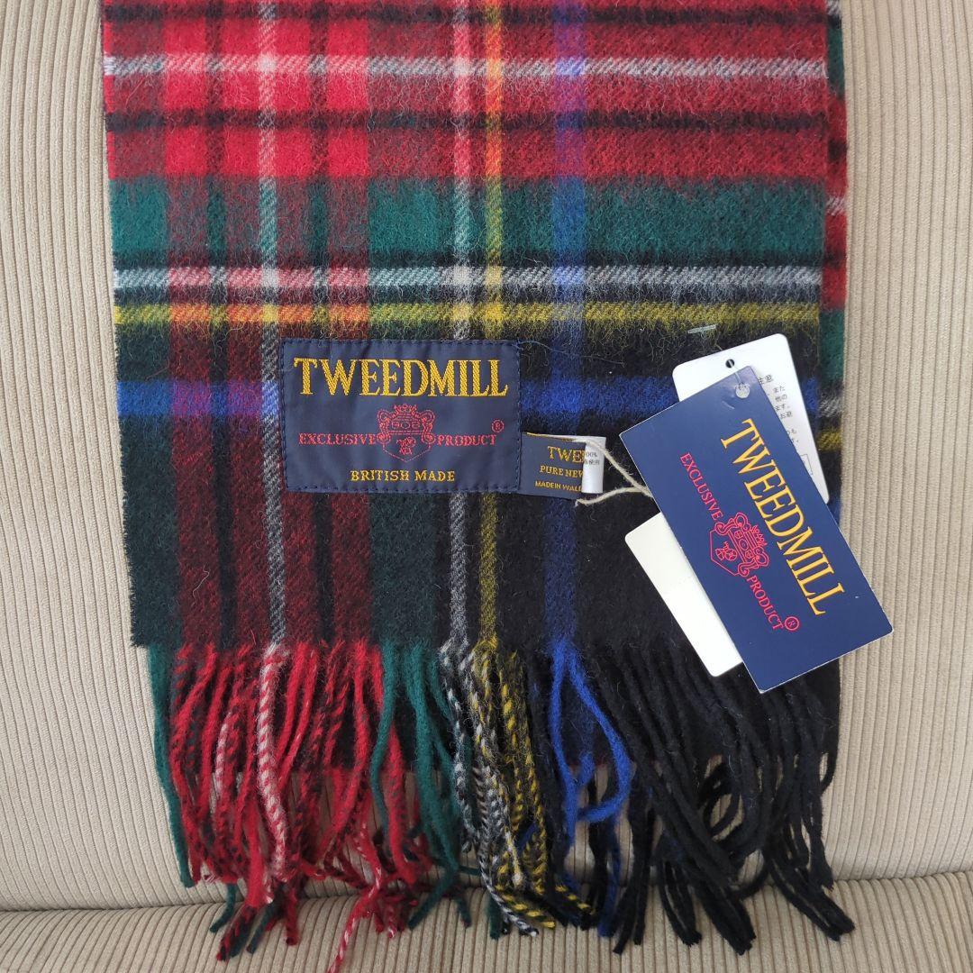 TWEEDMILL タータンチェック マフラーブラック