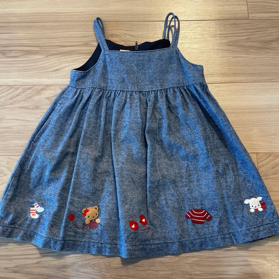 ファミリア　デニム風　ジャンパースカート