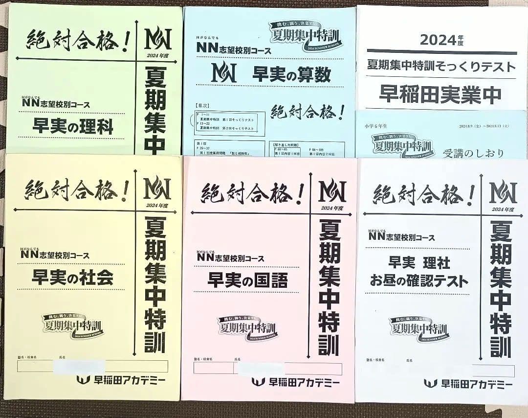 NN早実 夏期集中特訓 2024年 早稲田アカデミー 早稲田実業学校