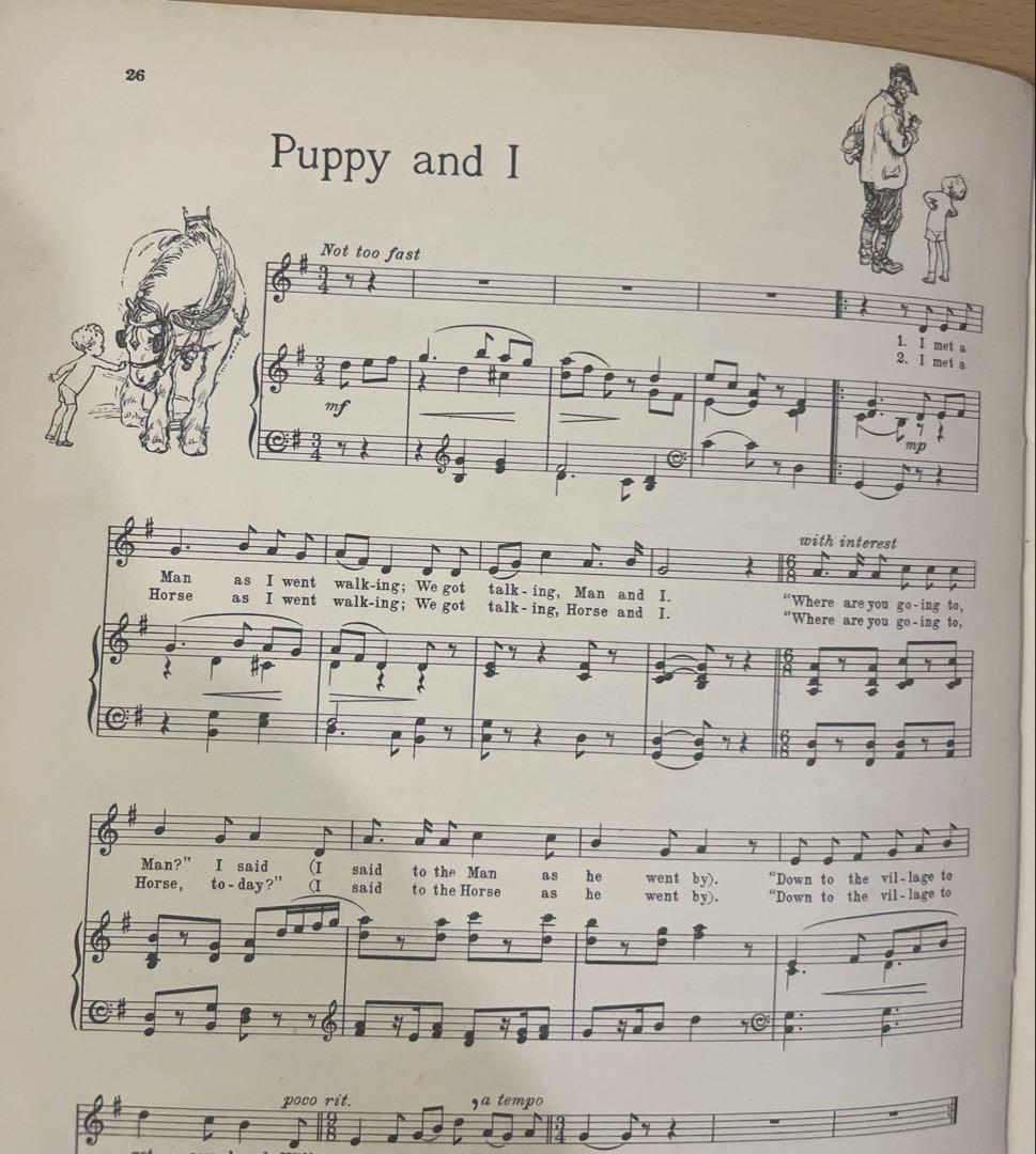 No.422 アンティーク 古書 洋書 音楽 楽譜　テディベア くまのプーさん