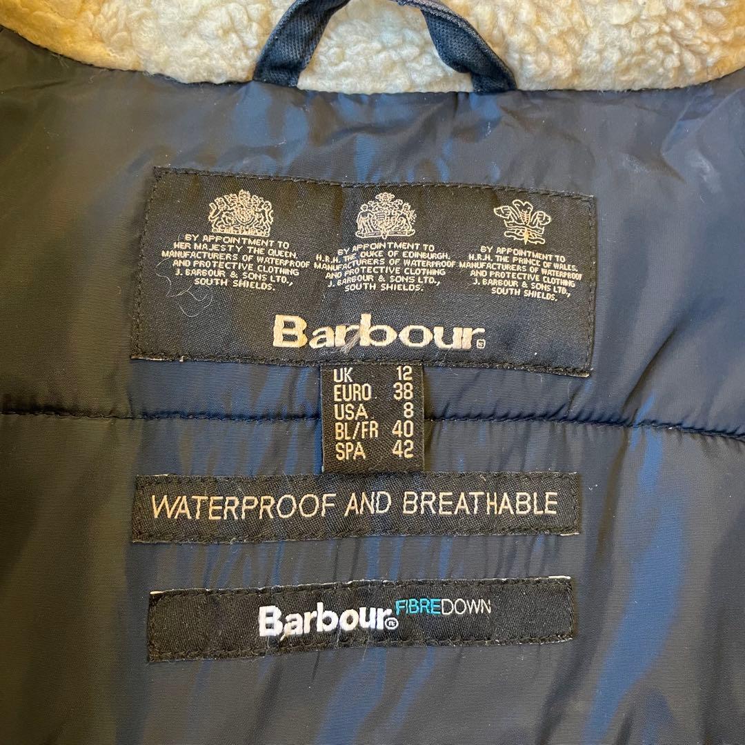 Barbour ネイビー ボアフード付き 中綿 モッズコート Lサイズ