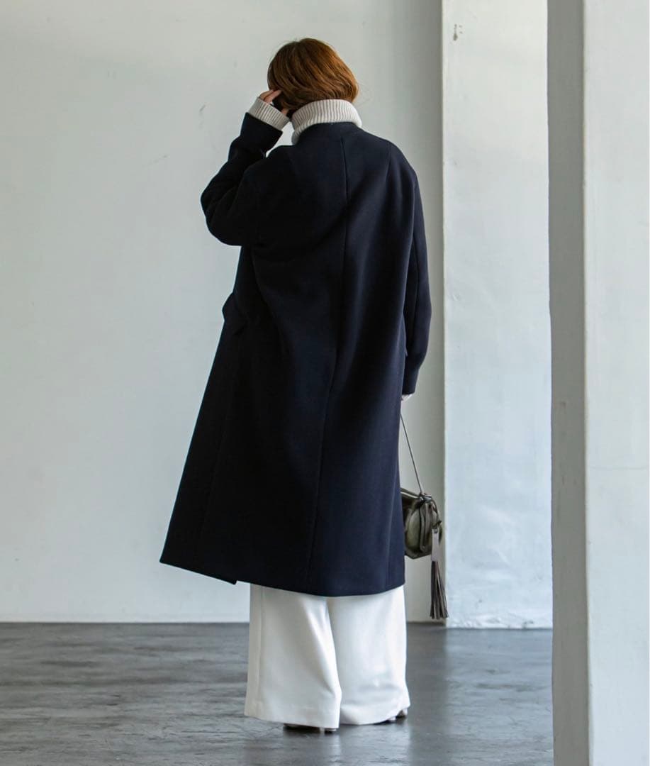 Noble定価53,900円 カシミヤ混MTRチェスターディテールVカラーコート