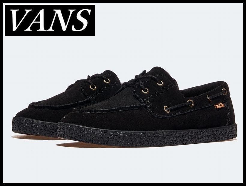 新品 バンズ クーカ スエード モカシン デッキ スニーカー 黒 27.5 ①