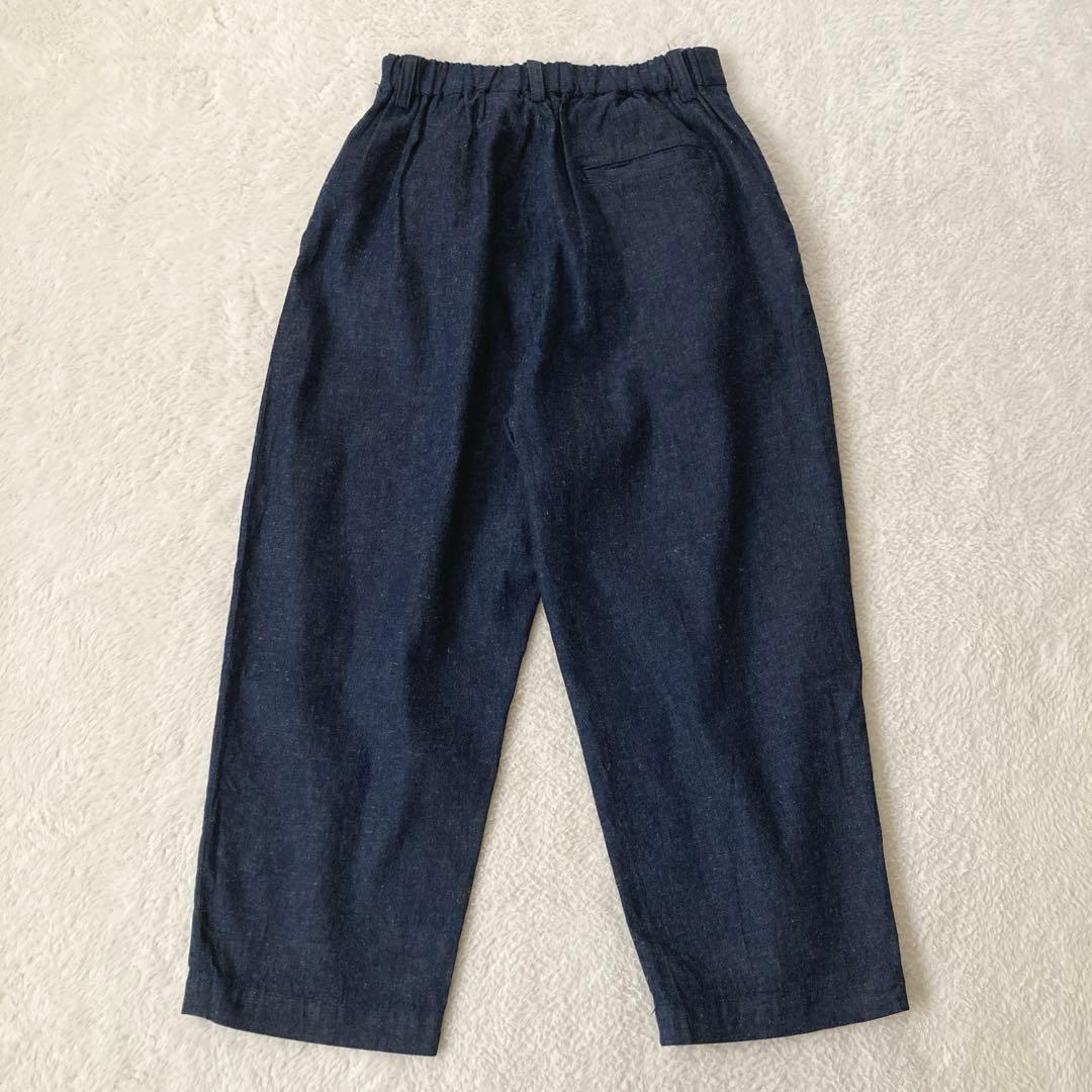 美品☆ヴェリテクール　コパン　ベルト付きタックデニムパンツ　コットンリネン　M