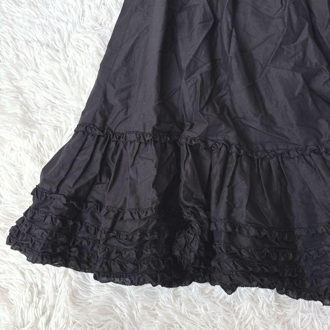 新品タグ付✨ピンクハウス　ペチコート　綿ローンスカート　ピコフリル　ブラック