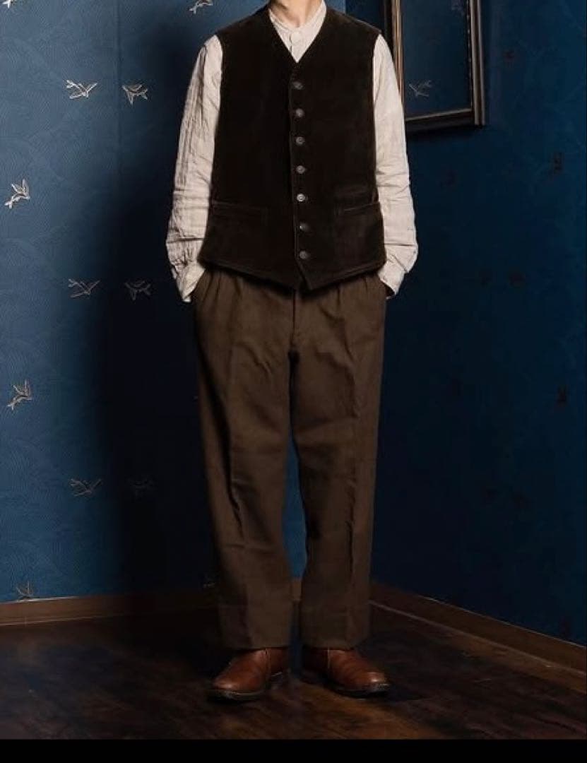 1920's french vintage コーデュロイハンティングベストジレ