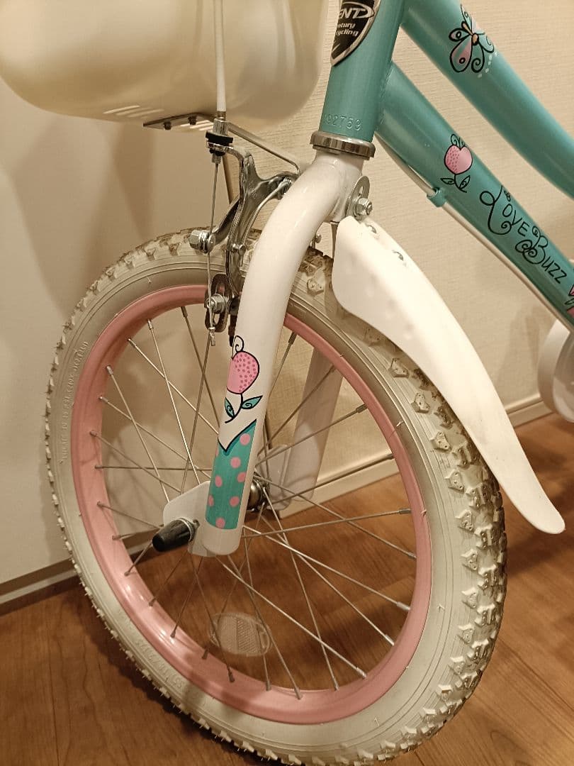 子供用自転車 水色 ピンクドット 引渡し限定