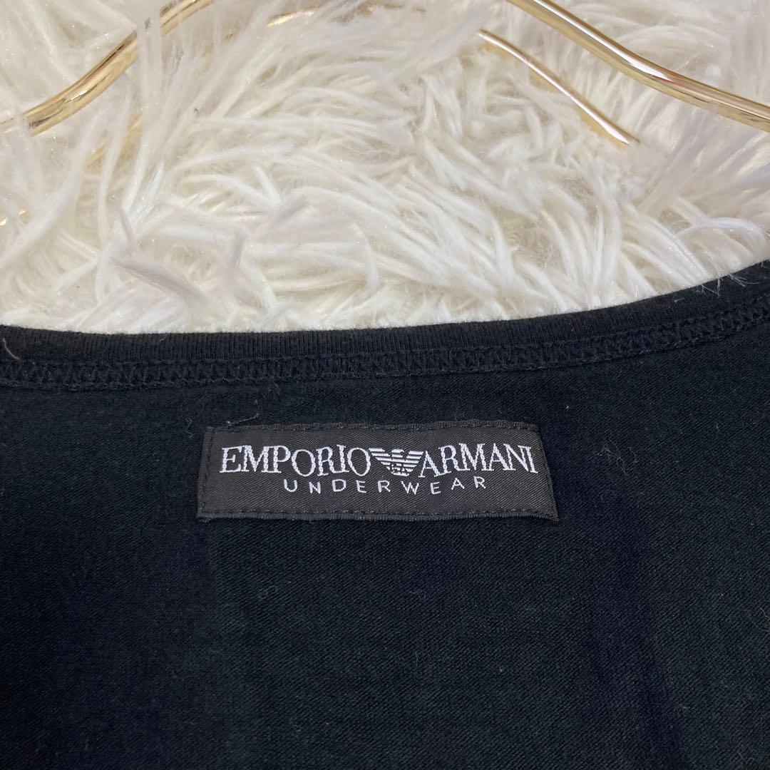 EMPORIO ARMANI プリント入りタンクトップ ブラック USA S 赤