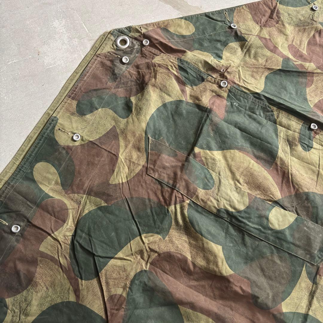 ⑨ベルギー軍実物 50s ブラッシュストロークカモ テント 軍幕 パップテント