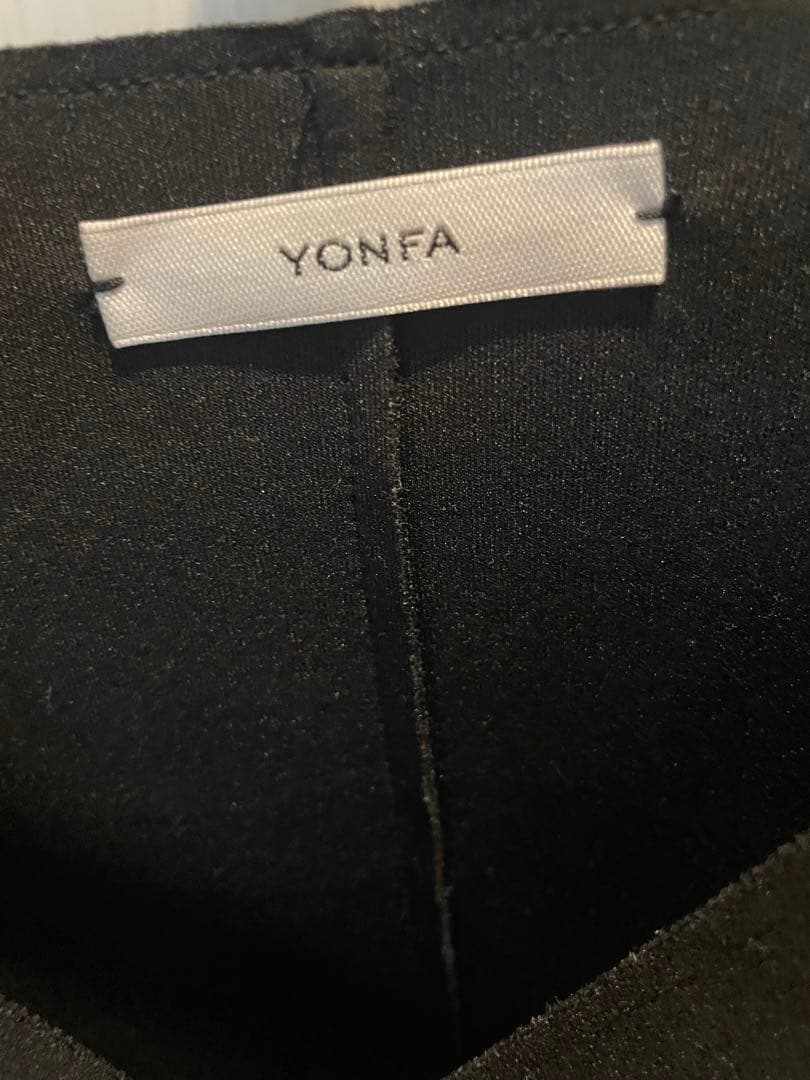 YONFA クーコーVネックルーズカーディガン (black)