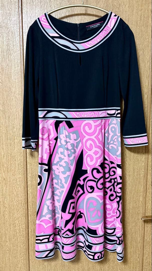 LEONARD FASHION 九分袖ひざ丈ワンピース サイズ40