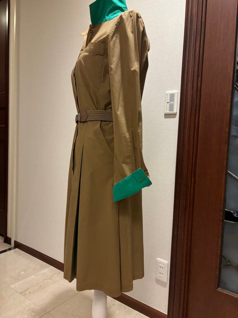 エトロコットンワンピース 緑アクセント