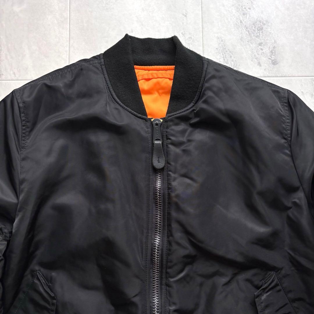 【美品】アルファ MA-1 フライトジャケット L ブラック リバーシブル 短丈