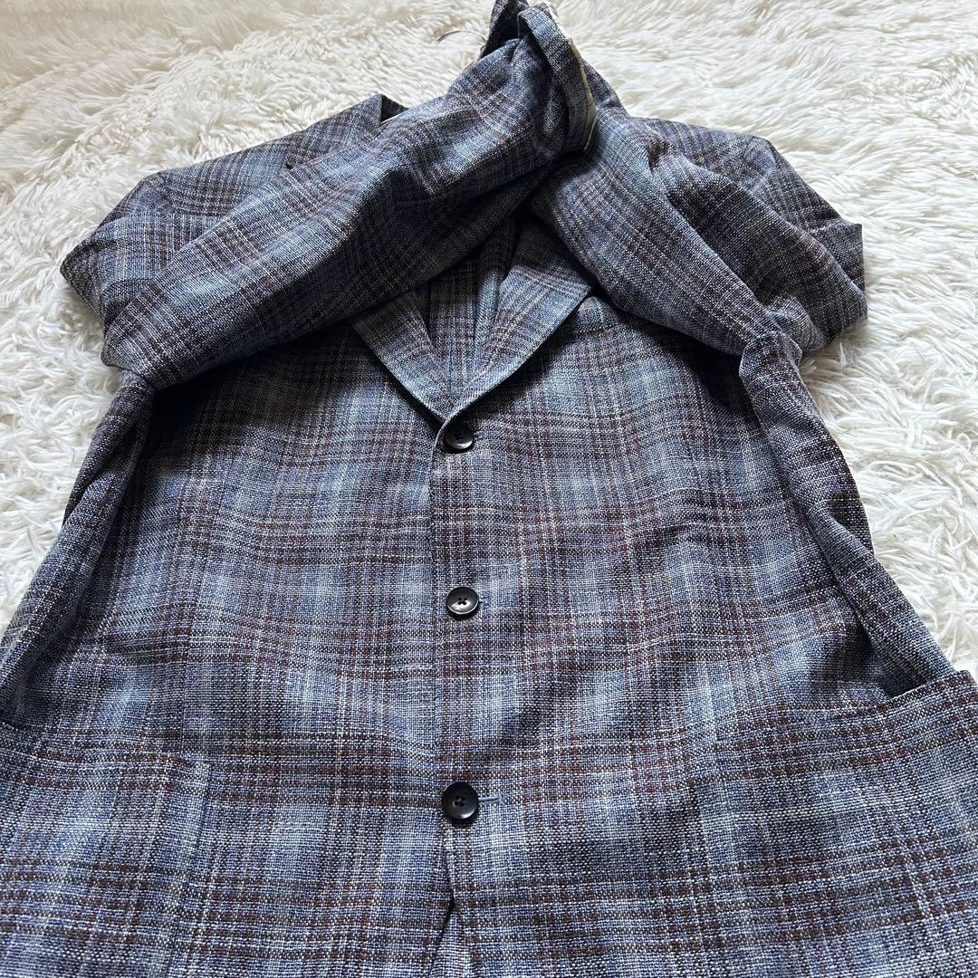 LARDINI テーラードジャケットグレンチェックウールシルクサイズ54