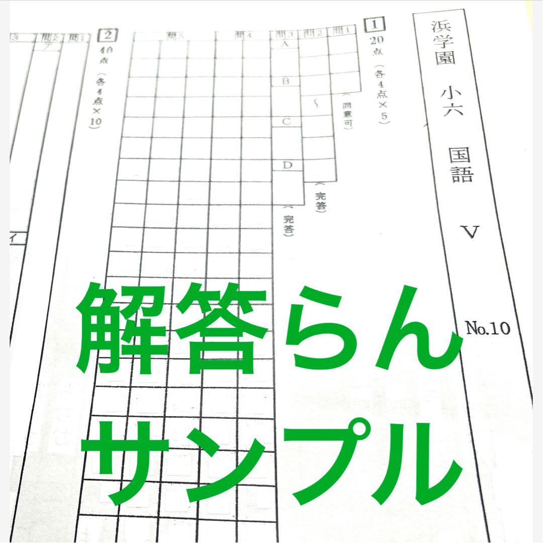 浜学園　小5 国算理社　4科目　Sクラス復習テスト　 解答、解答用紙あり