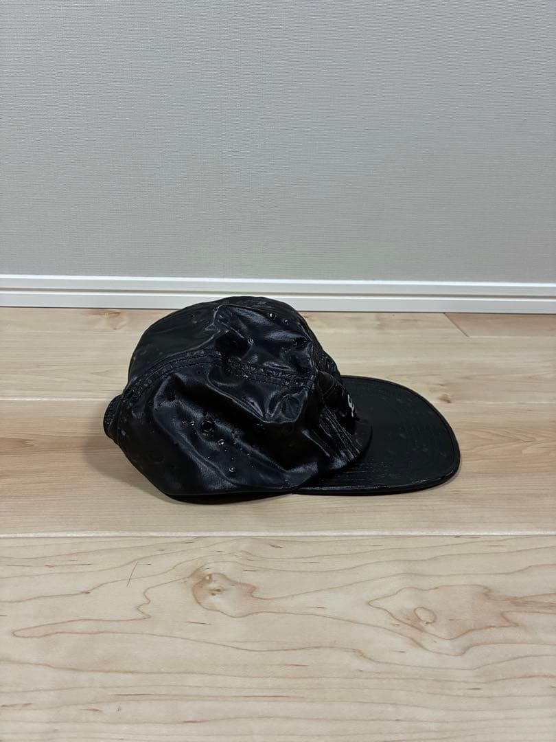 Supreme レザーキャンプキャップ ブラック ボックスロゴ 5パネルキャップ