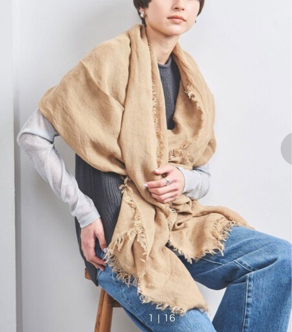 週末限定値下げASAUCE MELER/アソースメレ リネンガーゼ大判ベージュ