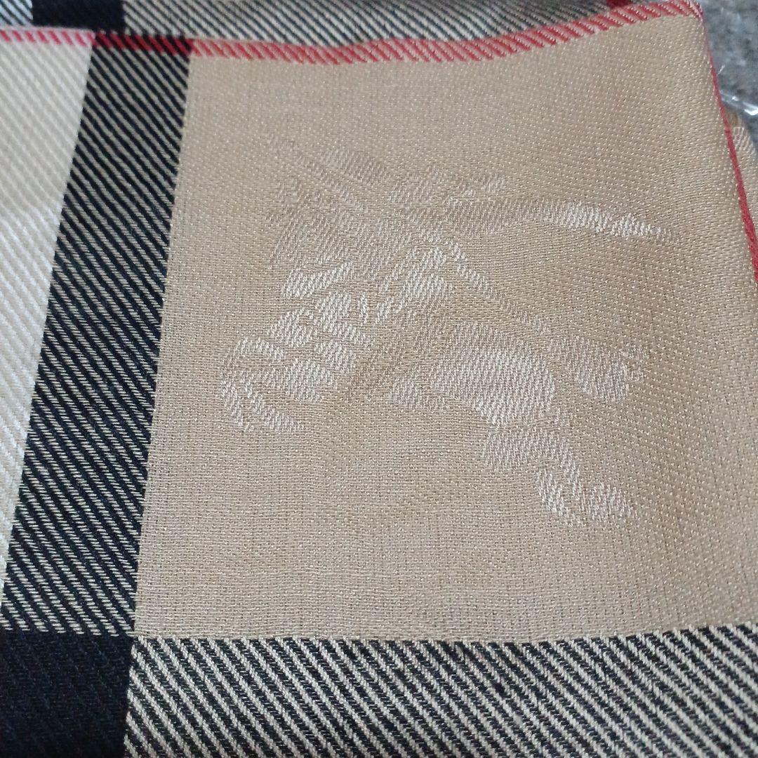 BURBERRY 大判　ストール　シャドーホース　ベージュ　チェック　フリンジ