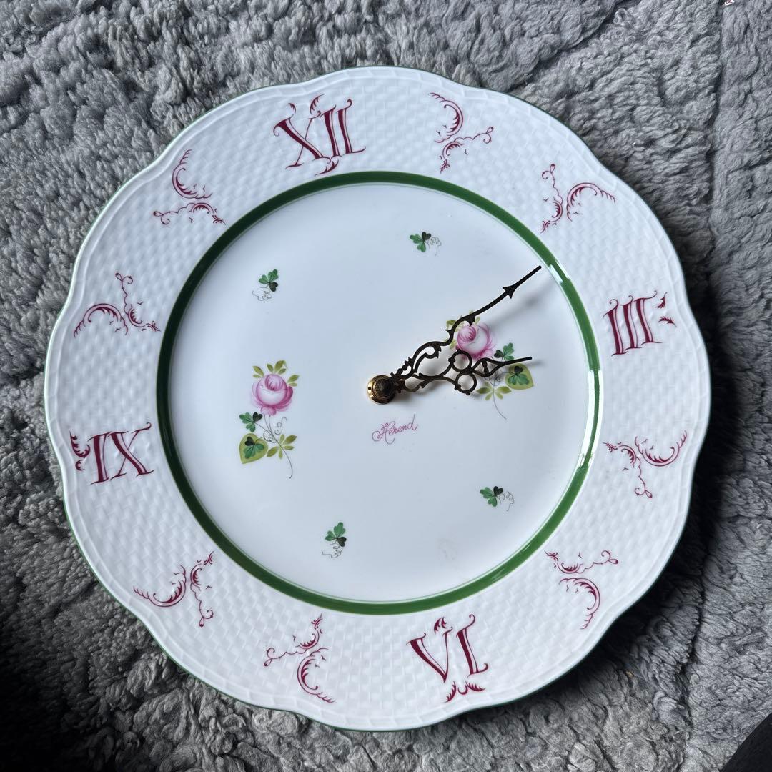 Herend 花柄陶器掛時計