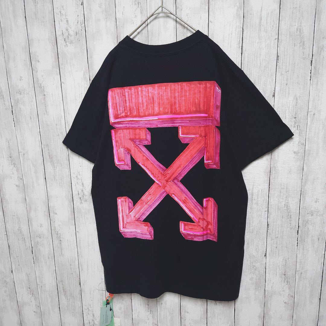 【QR鑑定済】オフホワイト　マーカー　クロスアロー　バックプリント　Tシャツ