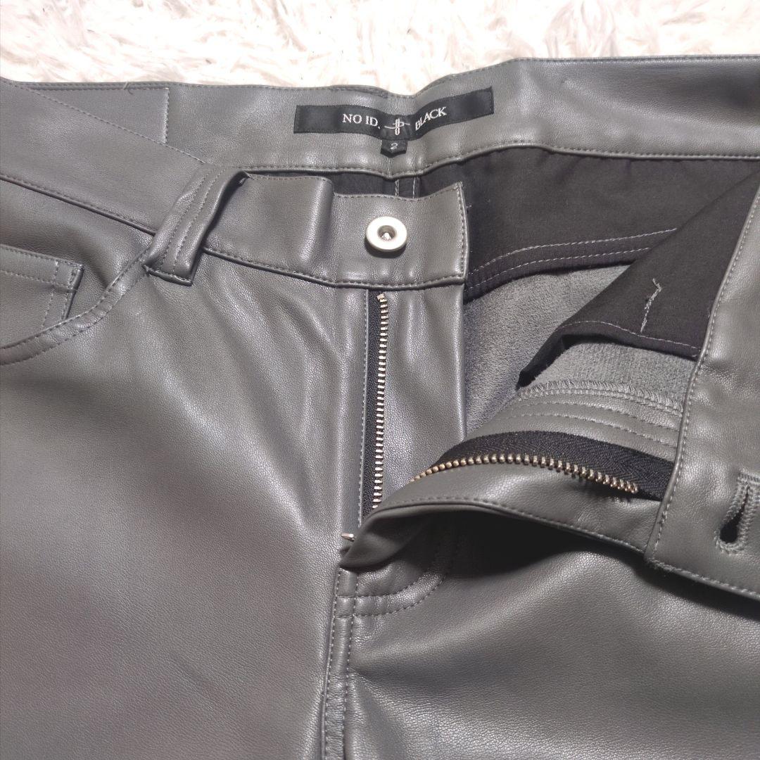 ノーアイディ　メンズ　シンセティックレザーパンツ　グレー　サイズ2