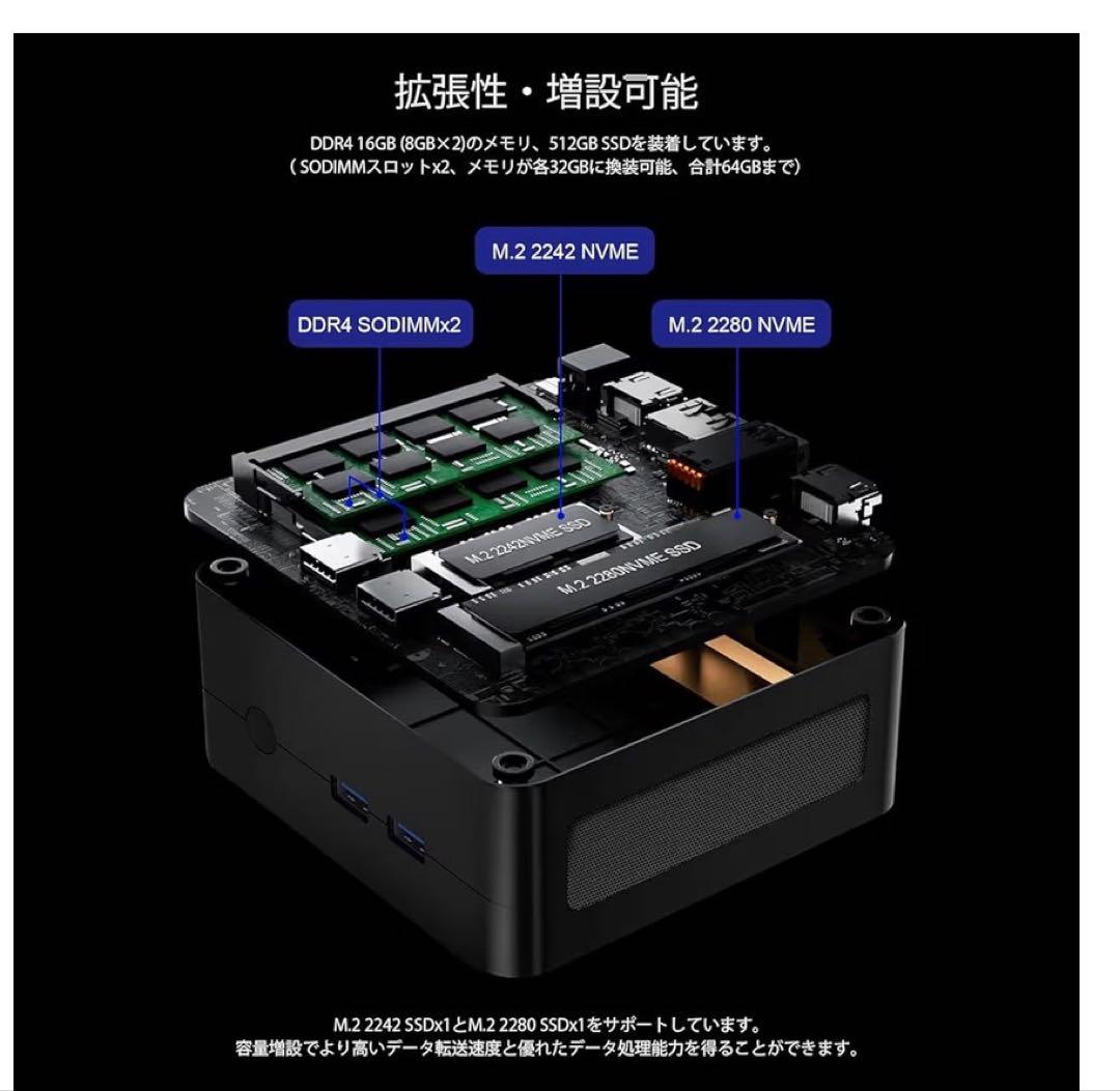 ミニPC Ryzen5 3550H 16GB 512GB SSD