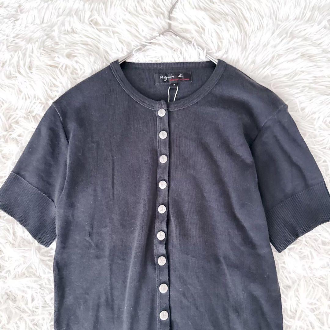 新品 『agnes b.』 アニエスベー （1） クルーネック半袖カーディガン