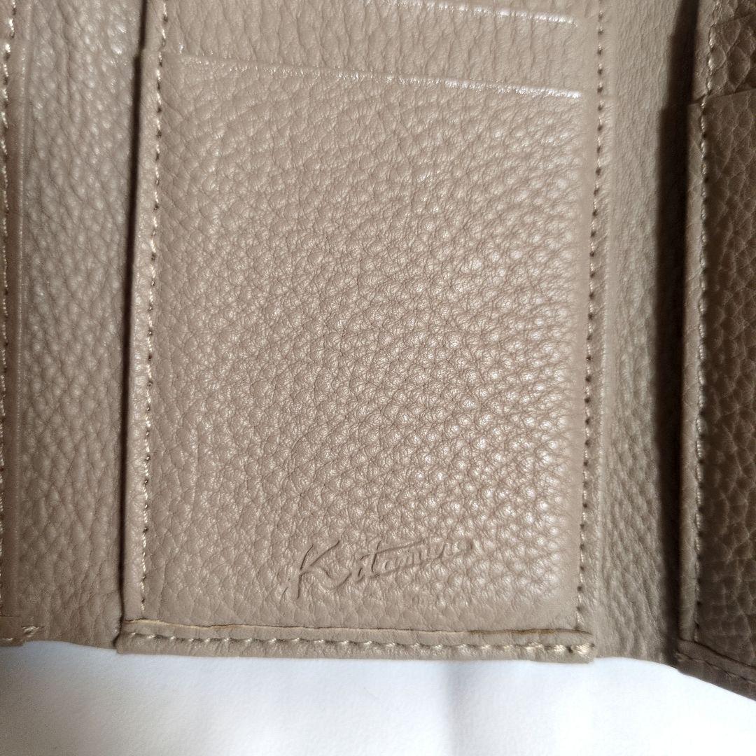 限定　キタムラ kitamura 三つ折り財布 ステッチ ミニ財布 レザー 牛革