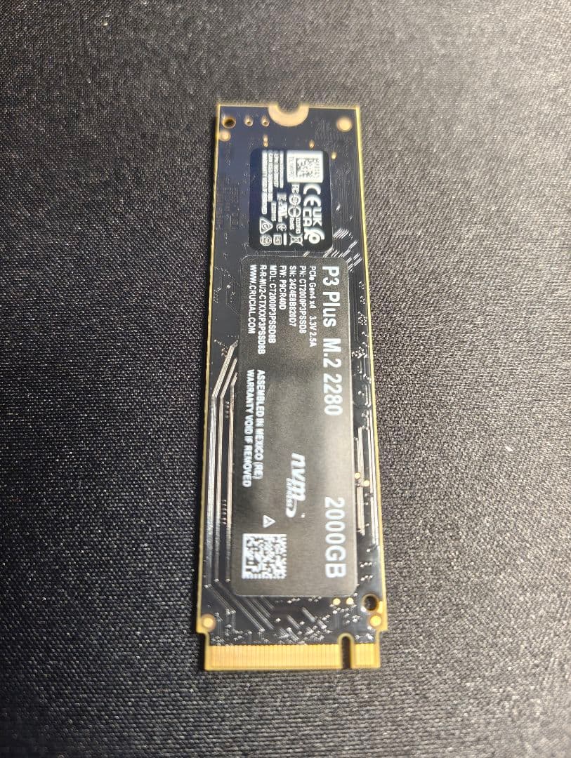 内蔵型SSD crucial P3 Plus 2TB PCIe 4.0 NVMe SSD
