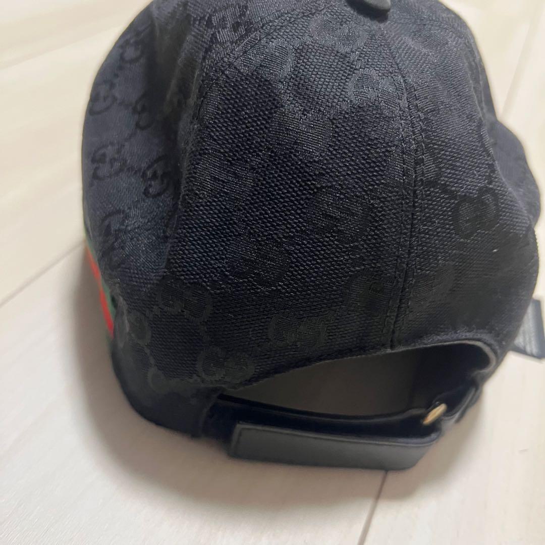 【極美品】Gucci ブラック キャップ ロゴパターンXLサイズ